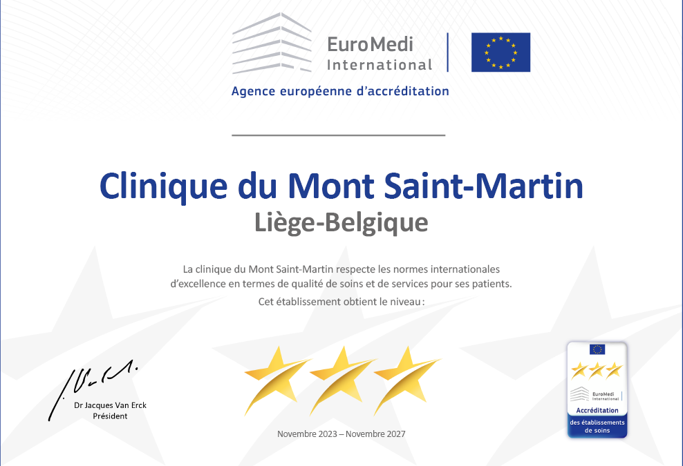 La clinique du Mont Saint Martin a obtenu 3 étoiles